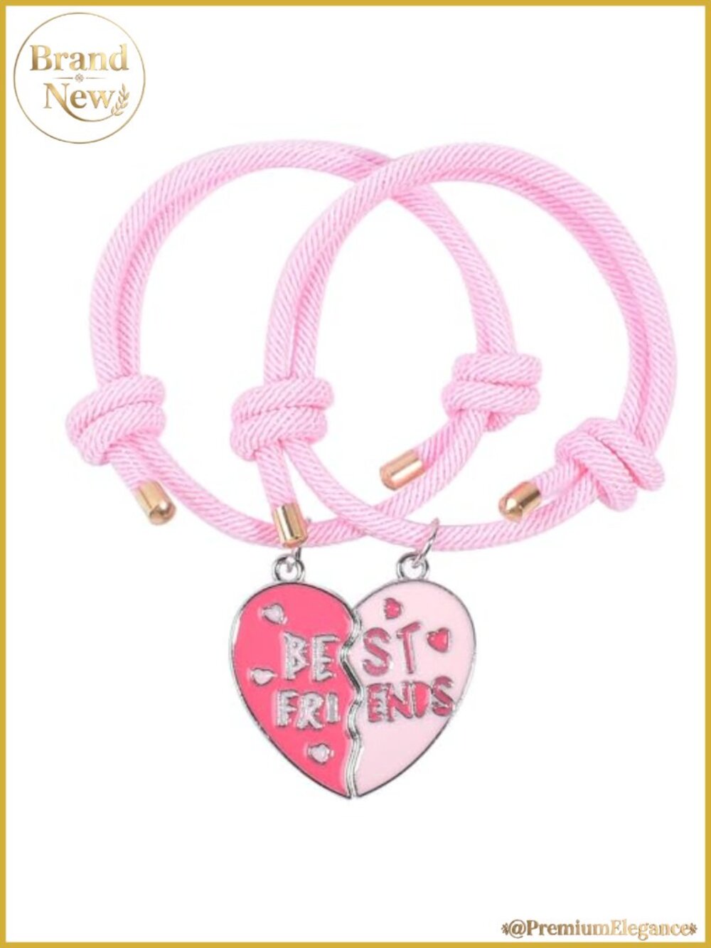 Best Friends Bracelets Heart Puzzle BFF Charm Set Adjustable Rope